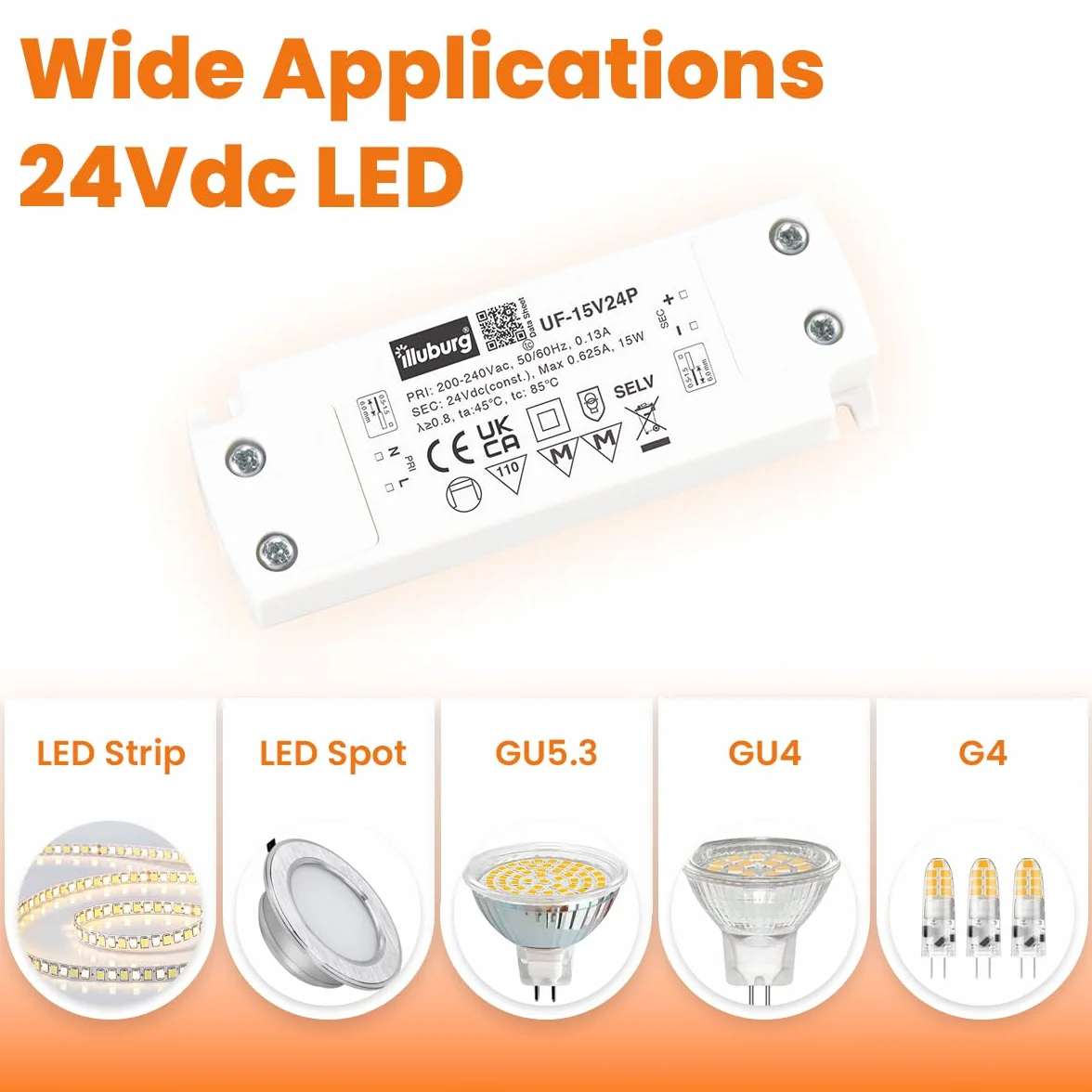 Transformator LED 24 V, 15 W, płaski, bezmigotkowy, bezgłośny, do GU4 GU5,3 taśmy LED, meble, ukryty montaż, zasilacz, sterownik, statecznik