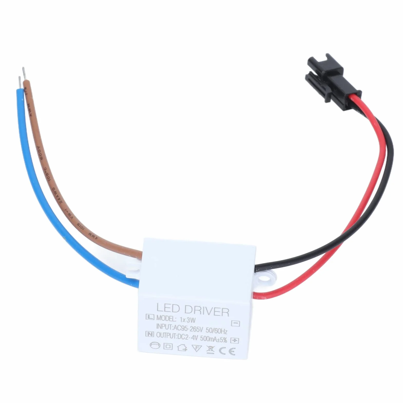 Regulowany Sterownik LED Zasilacz 2-4VDC 500mA 1x3W do Lamp i Produktów Oświetleniowych z Napięciem Wejściowym AC95-265V