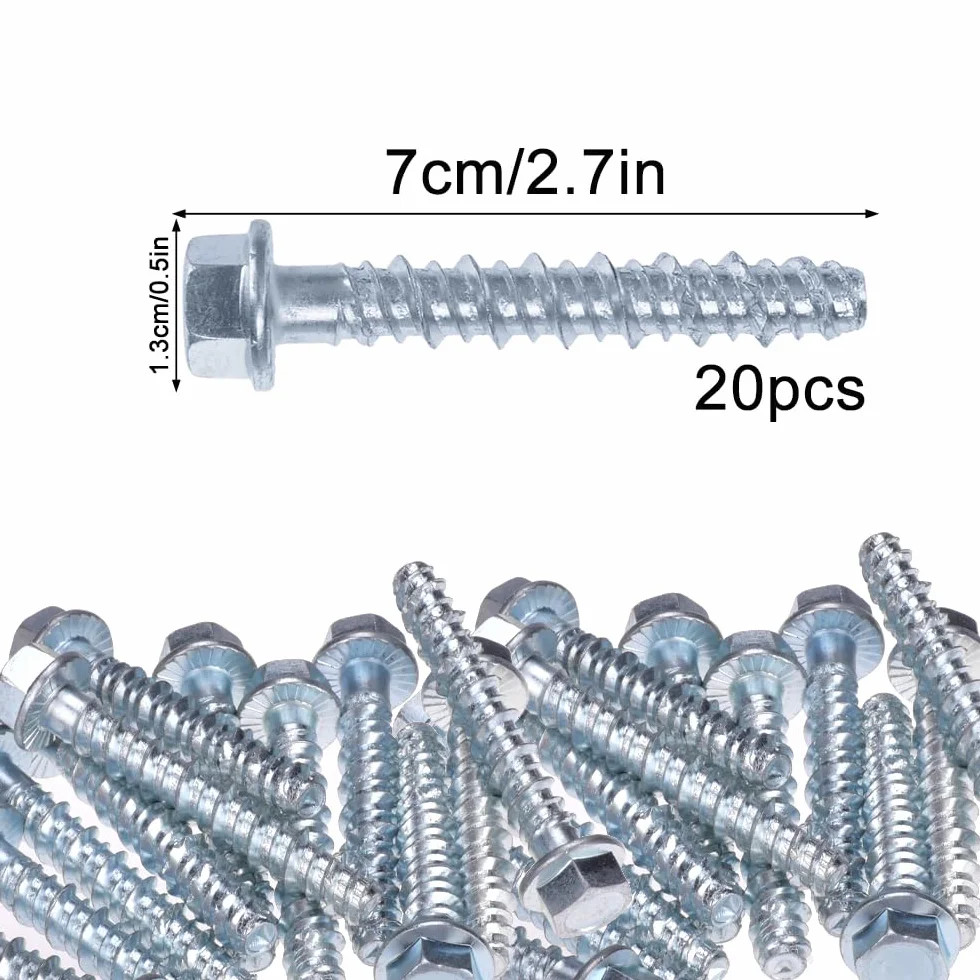 20 sztuk śrub betonowych 8mm śruby sześciokątne uniwersalne kołki podłużne, kołki do ram okiennych kołki rozprężne, zestaw śrub do montażu na ścianie