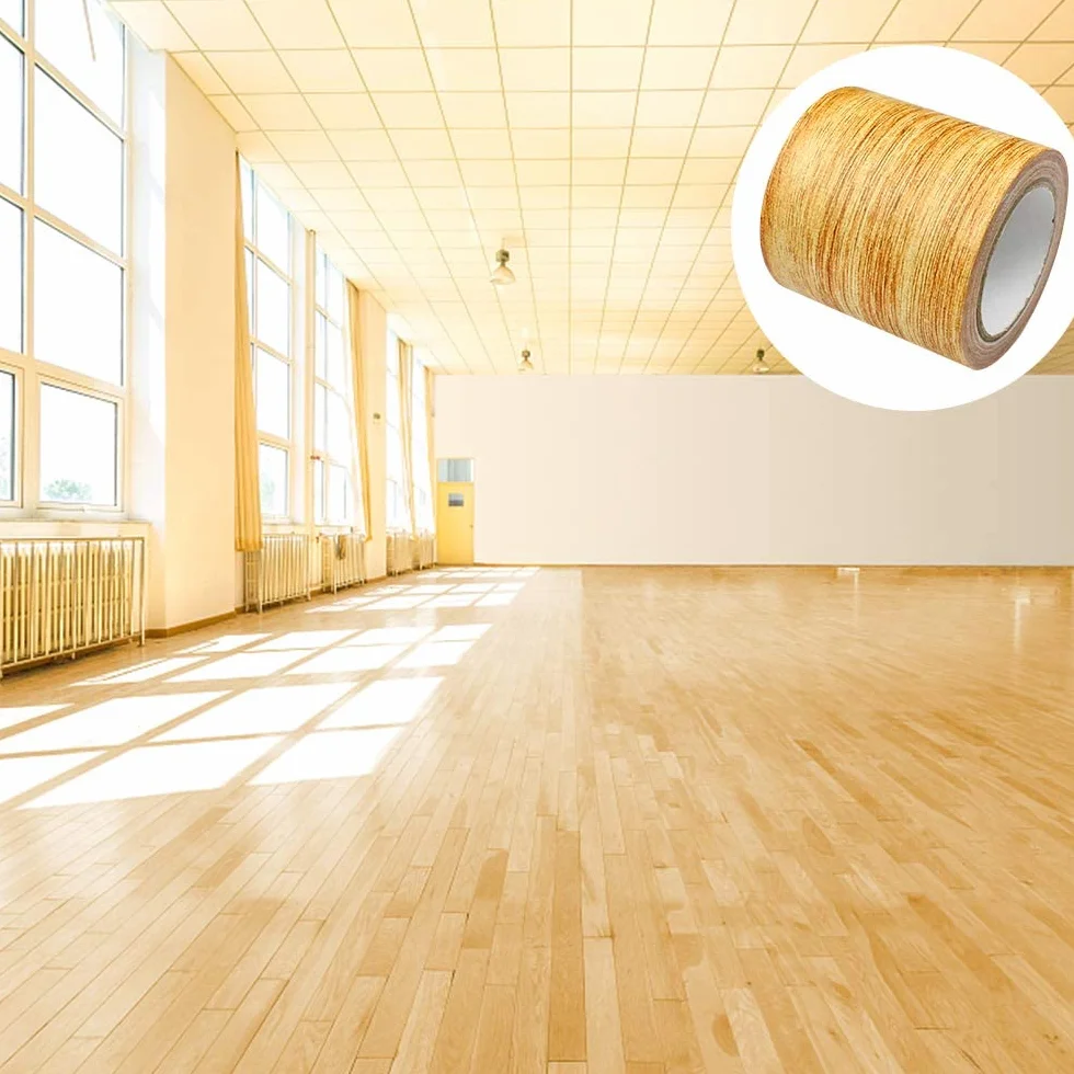 Taśma klejąca Imitacja Drewna, Taśmy samoprzylepne do naprawy mebli, taśma maskująca Duct Wodoodporna taśma do renovacji drzwi, podłóg, listwy przypodłogowej (złota tekstura dębu 5,7 cm x 4,57 m)