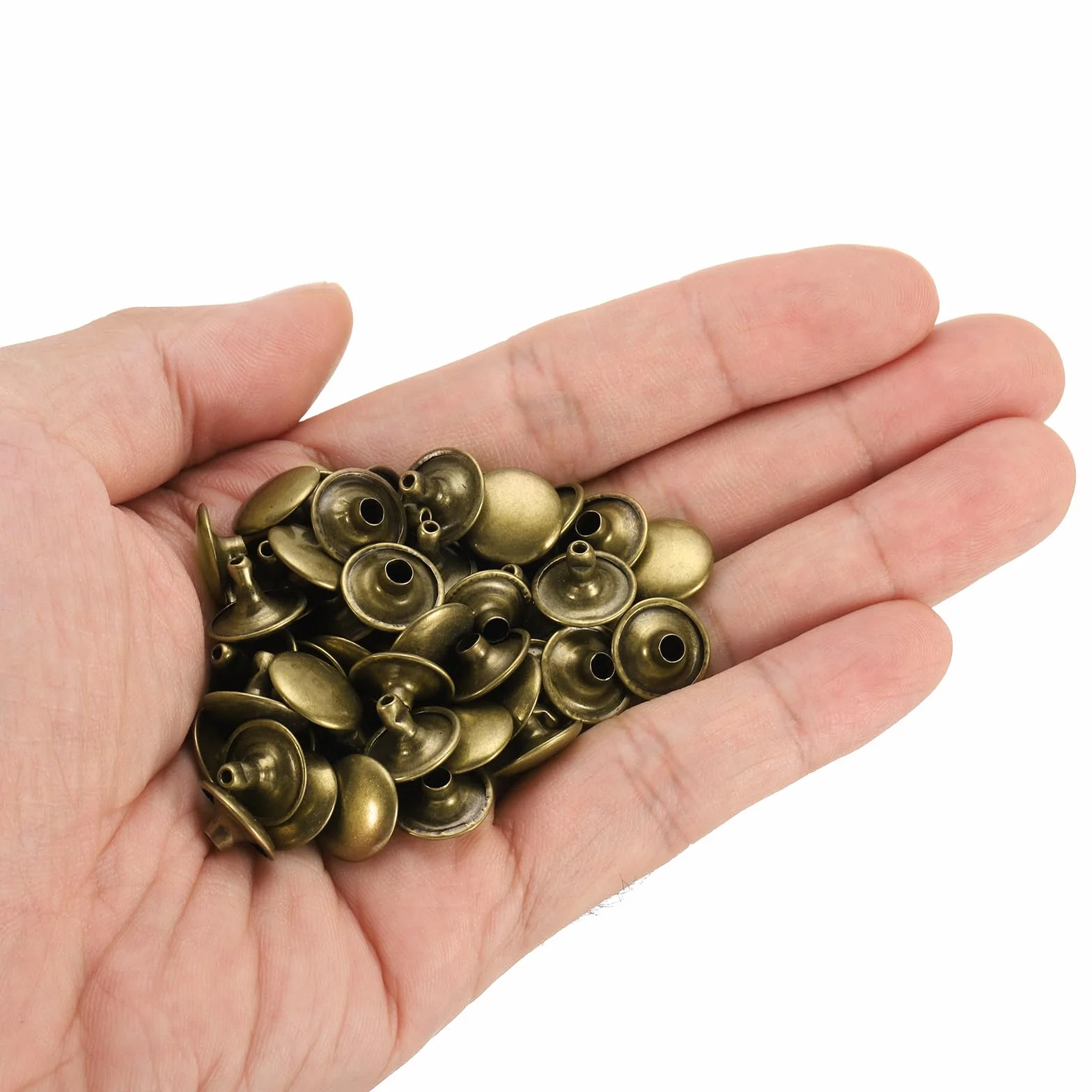 QUARKZMAN Zestaw 60 podwójnych zaślepek skórzanych nitów, 12 x 8 mm okrągły kaptur metalowe nity do obróbki skóry pasek tkanina kołnierz torba naprawa dekoracja, brąz