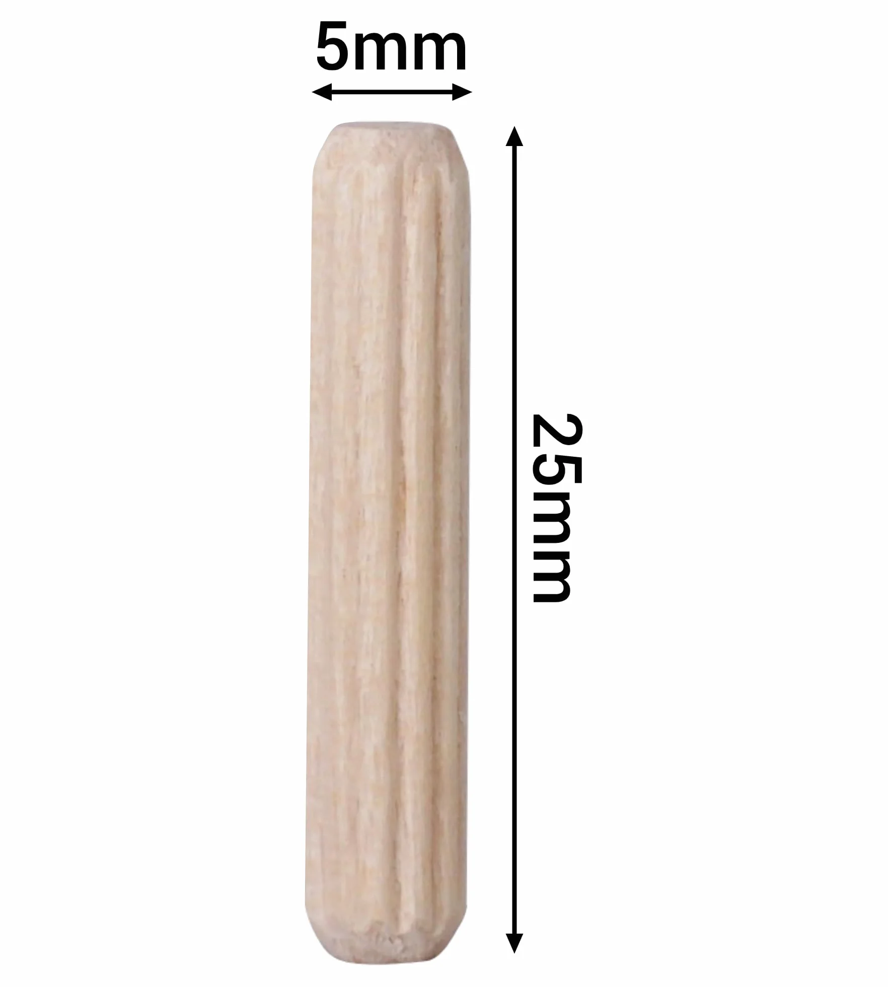 SKIR'CO (100 sztuk) drewniane kołki 5 x 25 mm, rowkowane drewniane zatyczki, rowkowane kołki meblowe, rowkowane kołki