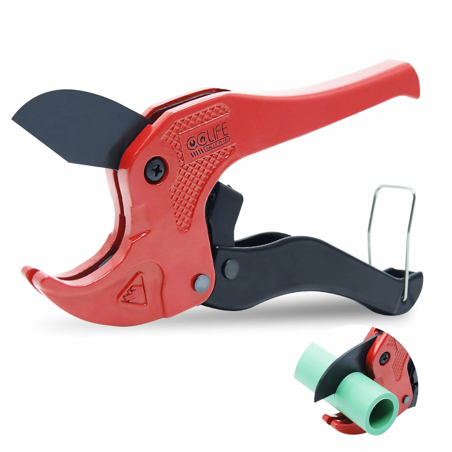 CCLIFE 42mm Obcinacz do rur PVC z przekładnią, ostrza ze stali SK-5 z wysoką zawartością węgla, profesjonalny obcinacz do rur Obcinacz do PVC/PE/PP/PEX/PPR