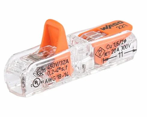 Wago 221-2411 Złącze przelotowe z dźwignią do wszystkich rodzajów przewodów 4 mm², 10 sztuk