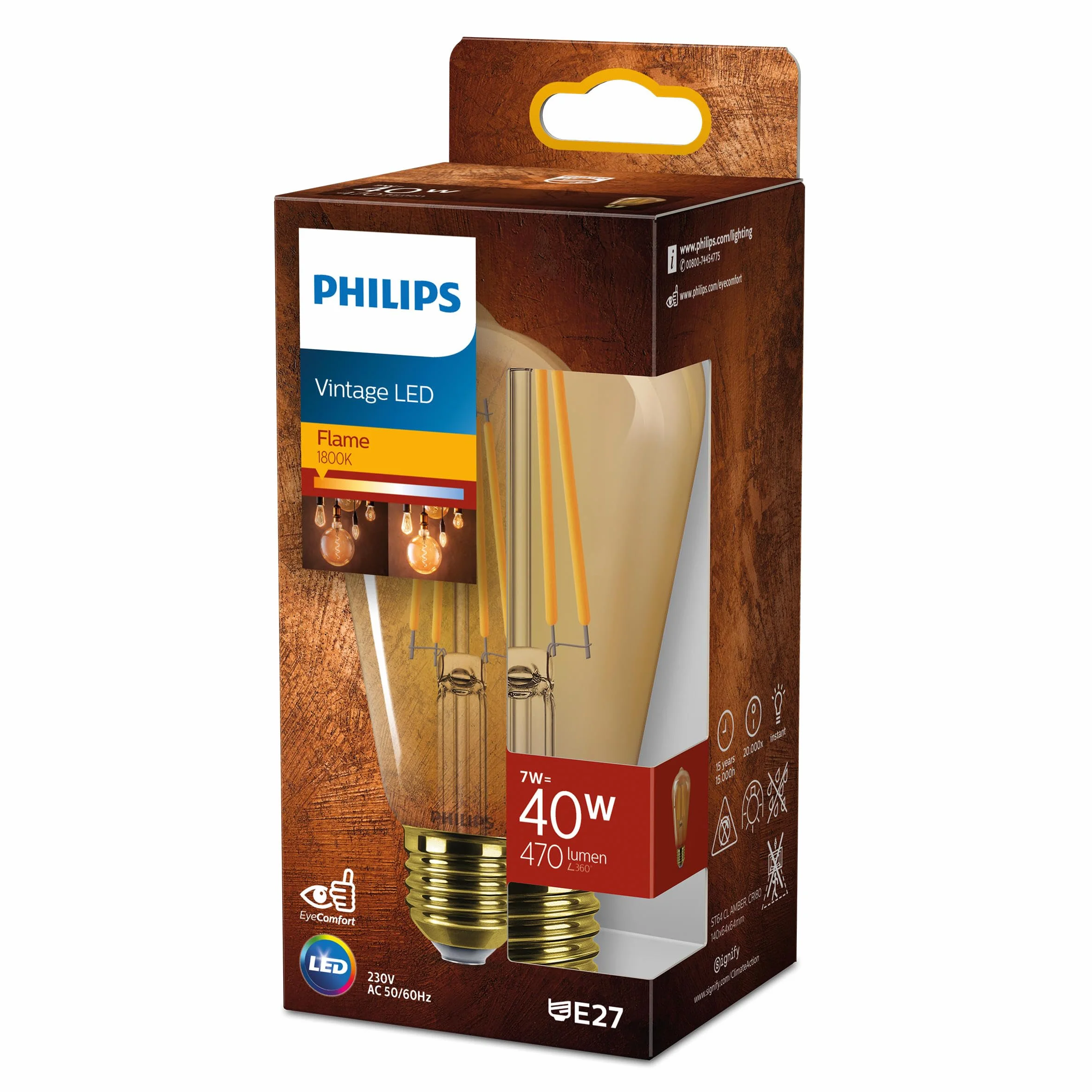 Philips Żarówka LEd ST64 40W 1800K E27 NDSRT Amber 1PF
