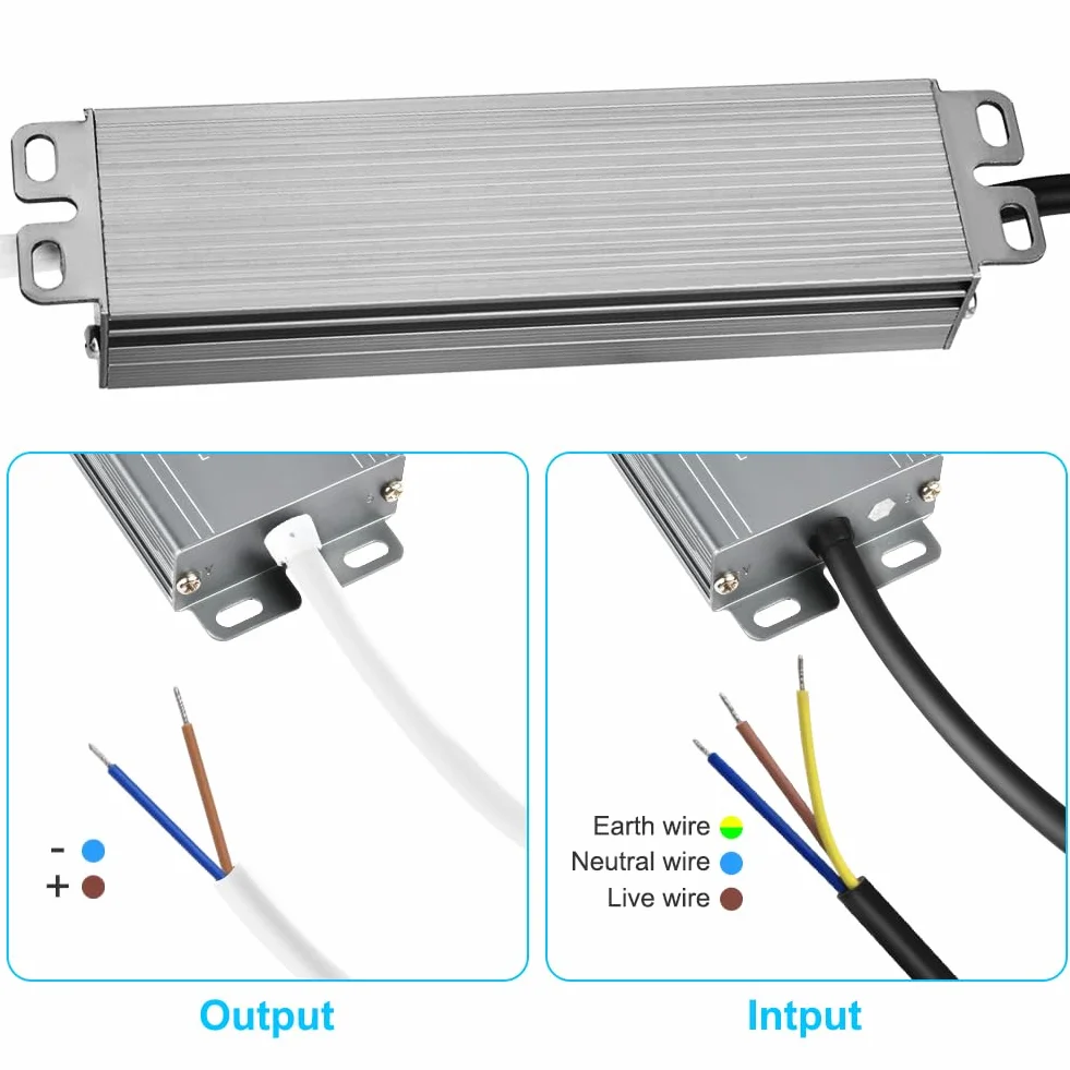 OFFCUP Zasilacz 12 V 36 W 3 A Transformator IP67 Sterownik LED AC 170-250 V do DC 12 V Cienkie transformatory LED stały bez migotania