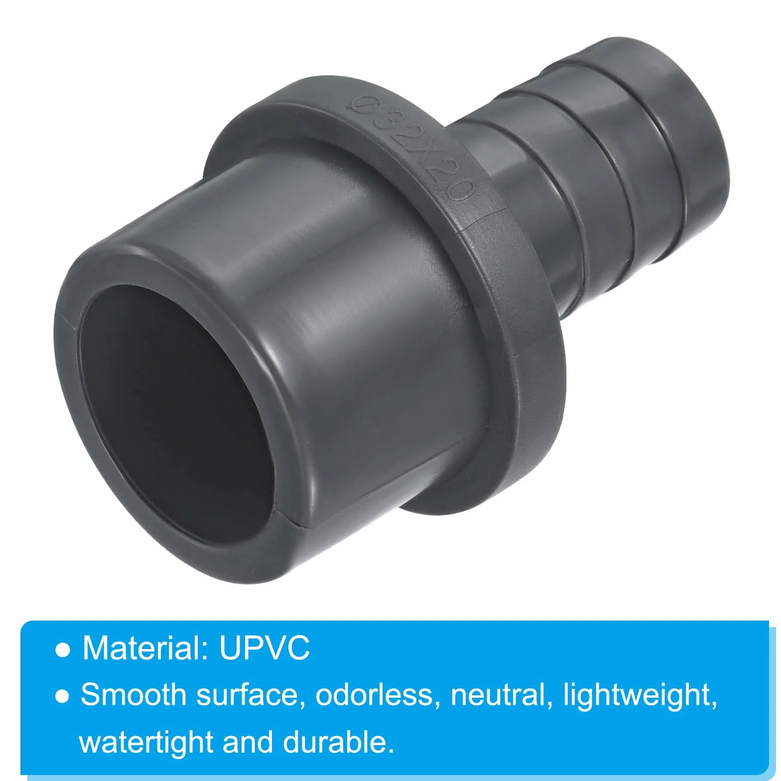 PATIKIL Złączka do rur redukcyjnych UPVC 32 x 20 mm, 1 opakowanie złącza adaptera prostego sprzęgła, szary
