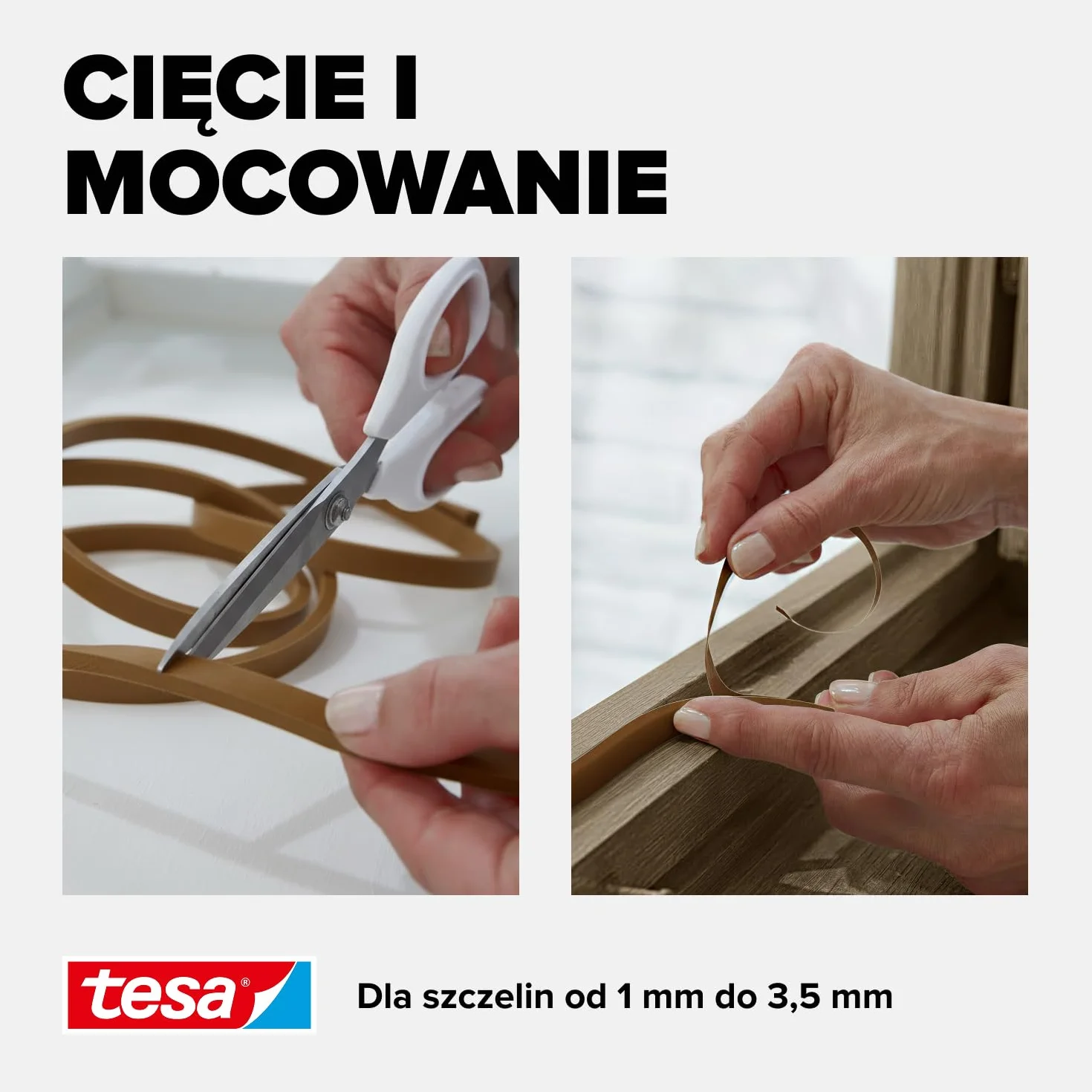 tesa INSULATION S taśma uszczelniająca - Samoprzylepna gumowa uszczelka do izolacji szczelin w oknach i drzwiach - Brązowa - 6 m x 9 mm x 4 mm