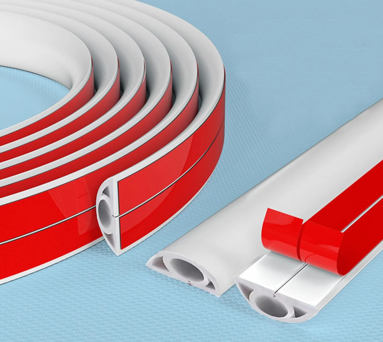 Samoprzylepny kanał kablowy, schowek na kable, mostek na kable zasilające w gospodarstwie domowym, ochrona kabla, biały, osłona kabla, 20 mm (szer.) x 10 mm (wys.) x 3 metry długości