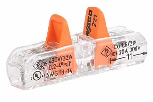 Wago 221-2411 Złącze przelotowe z dźwignią do wszystkich rodzajów przewodów 4 mm², 10 sztuk