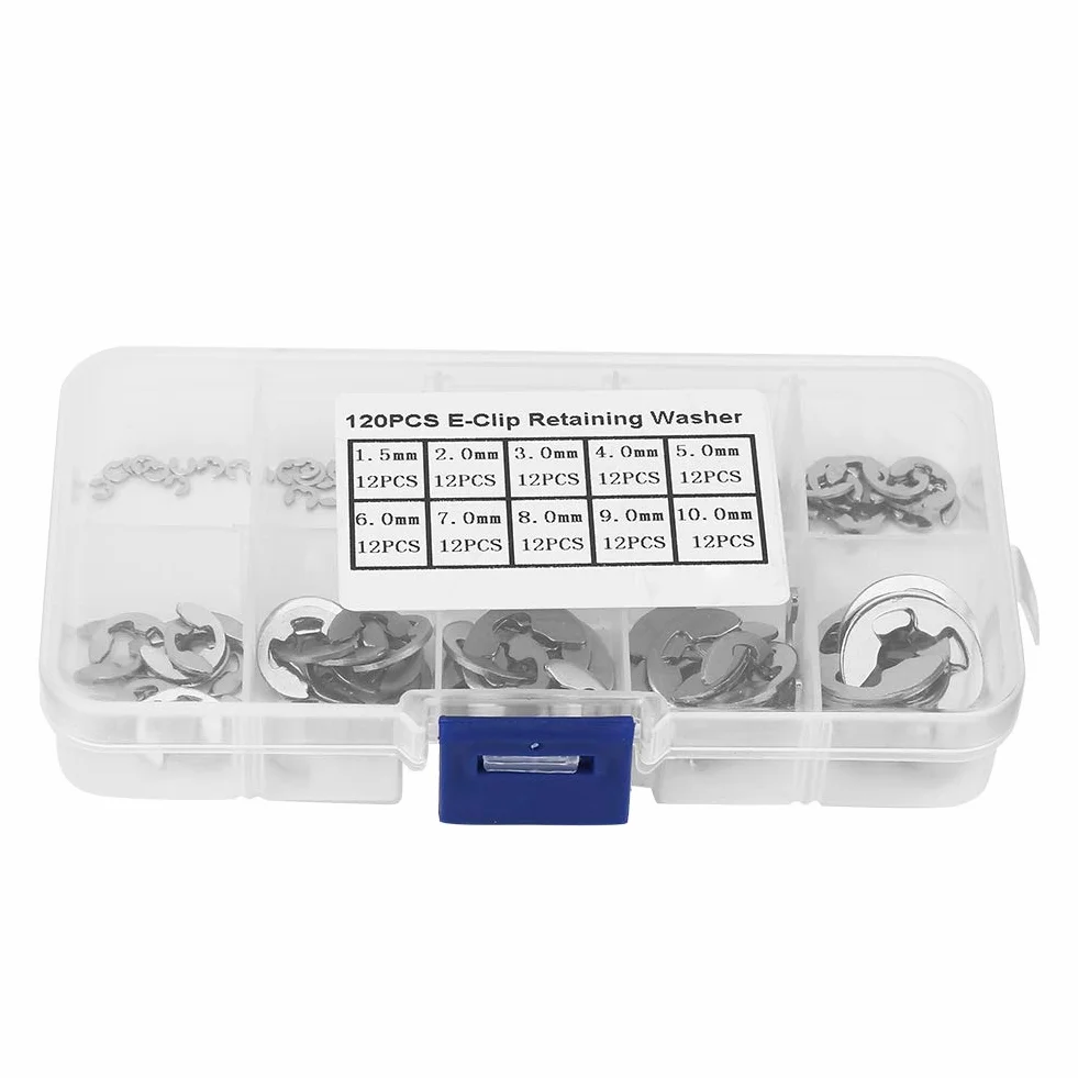 120 Stück E-Clips 304 Edelstahl-Sicherungsring 1,5 mm-10 mm Sicherungsring-Kit
