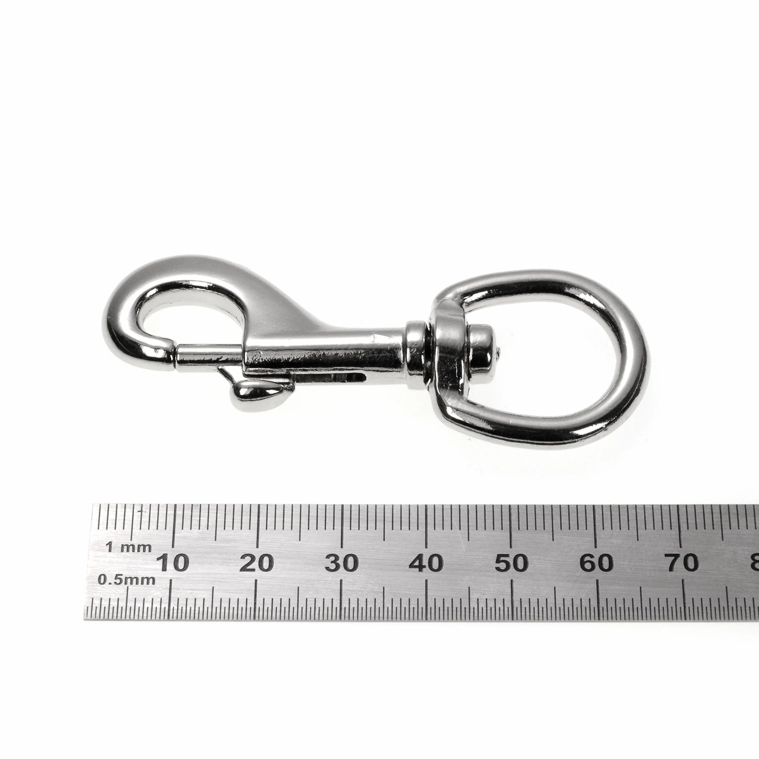 Ganzoo karabińczyk do smyczy i obroży dla psa z obrotową głowicą, zestaw 4 szt, stal stopowa, długość 68 mm, oczko 16 mm, srebrny, do Paracord 550, praktyczny zaczep do pracy z linką
