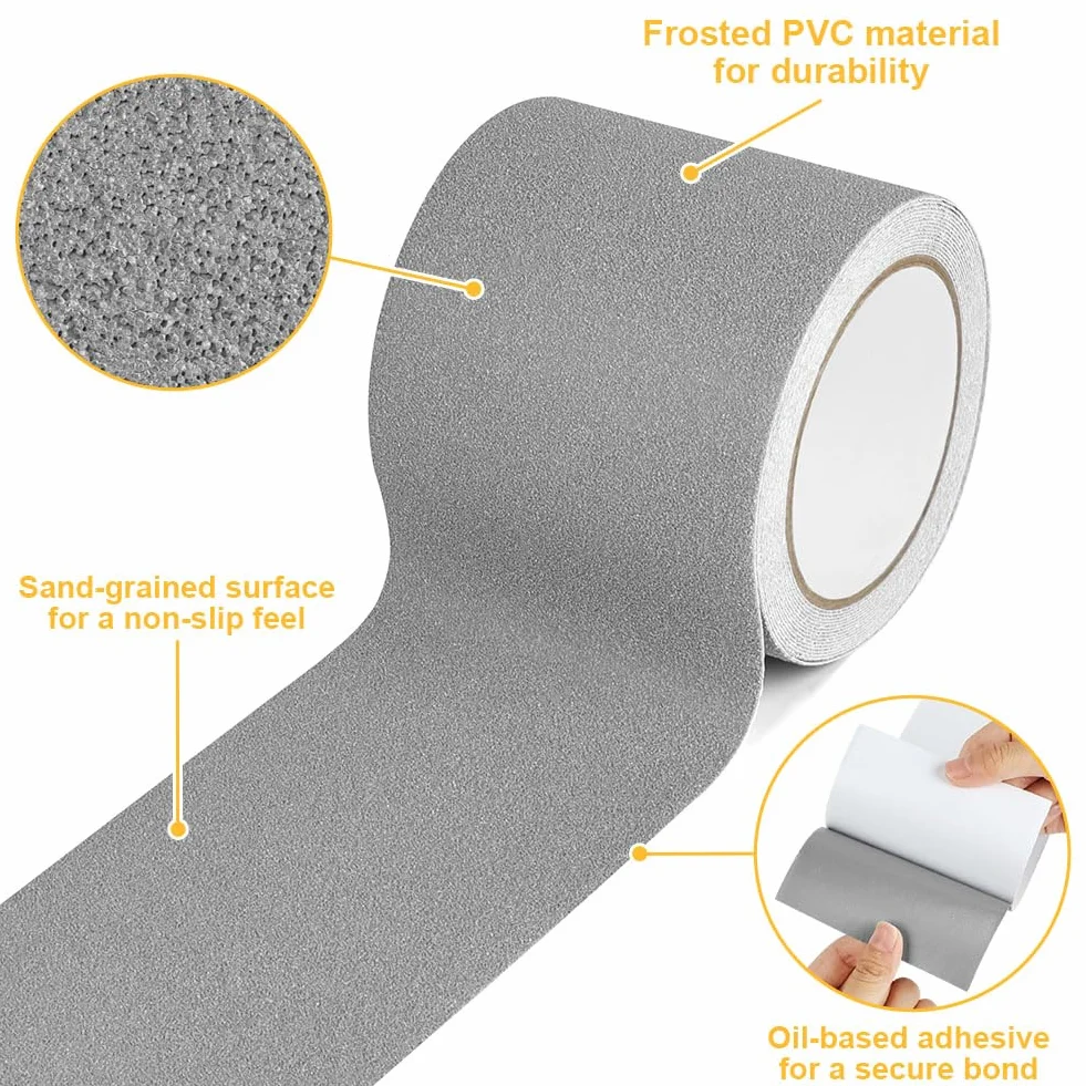 flintronic Antypoślizgowa taśma klejąca, 100mm x 5m Paski antypoślizgowe na schody, taśma antypoślizgowa, antypoślizgowe paski samoprzylepne, antypoślizgowe taśmy o dużej wytrzymałości na schody