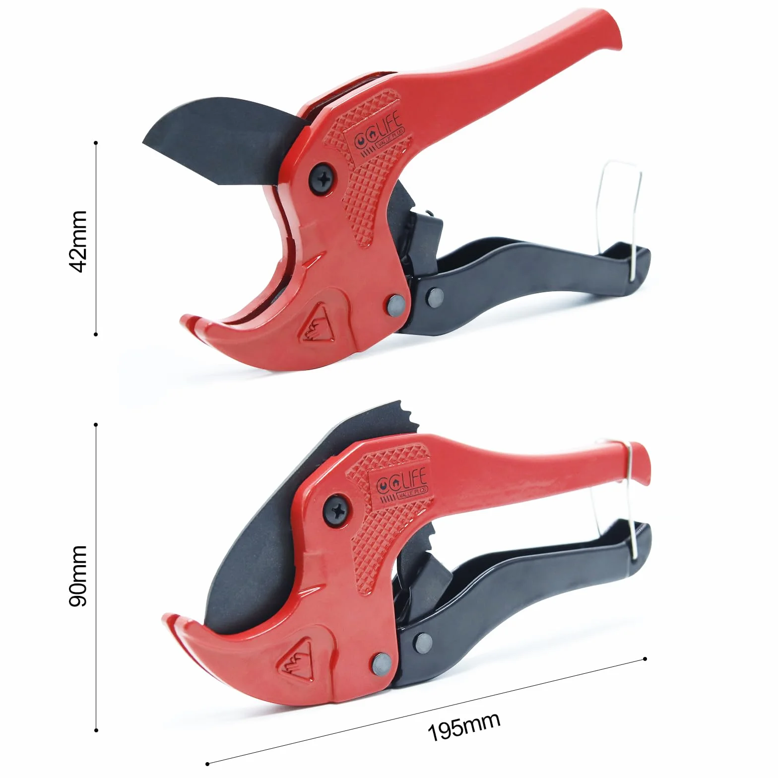 CCLIFE 42mm Obcinacz do rur PVC z przekładnią, ostrza ze stali SK-5 z wysoką zawartością węgla, profesjonalny obcinacz do rur Obcinacz do PVC/PE/PP/PEX/PPR