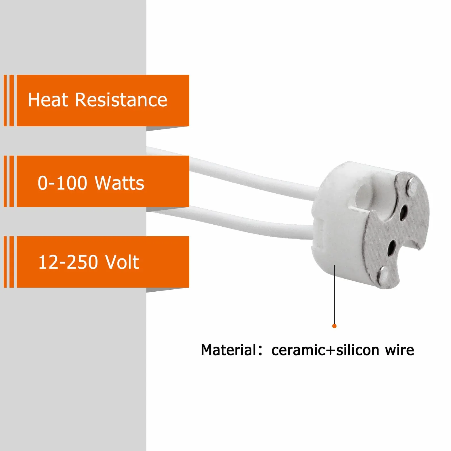 MR16 GU5.3 G4 G6.35 GU4 gniazda lampy do żarówek LED i halogenowych, maks. 100 W, adapter złącza dwubiegunowego 12 V, ceramiczna podstawa uchwytu lampy, 10 sztuk