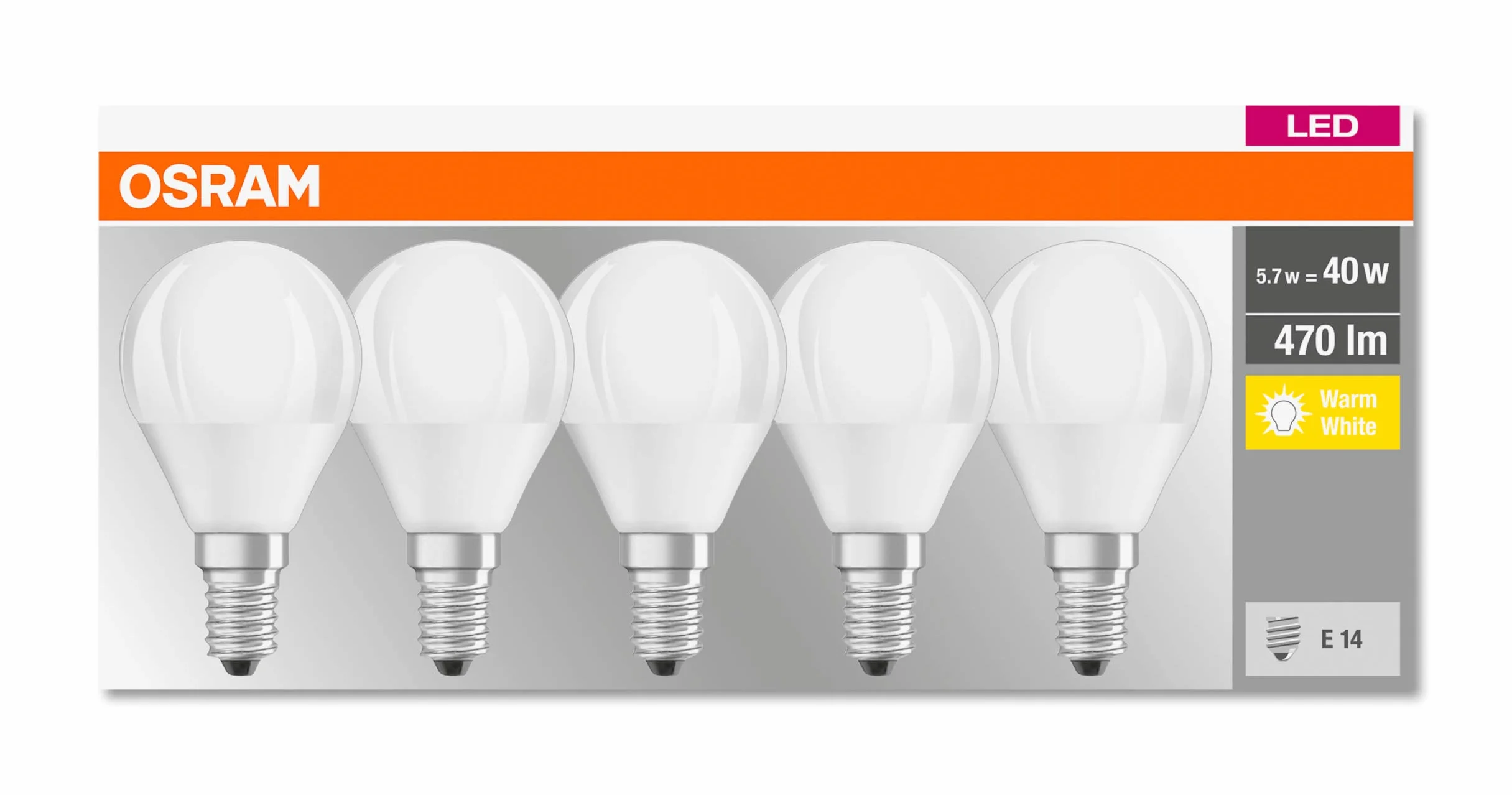 OSRAM Lampa LED | Trzonek: E14 | Ciepły biały | 2700 K | 5,50 W | matowe | LED BASE CLASSIC P [Klasa efektywności energetycznej A+]