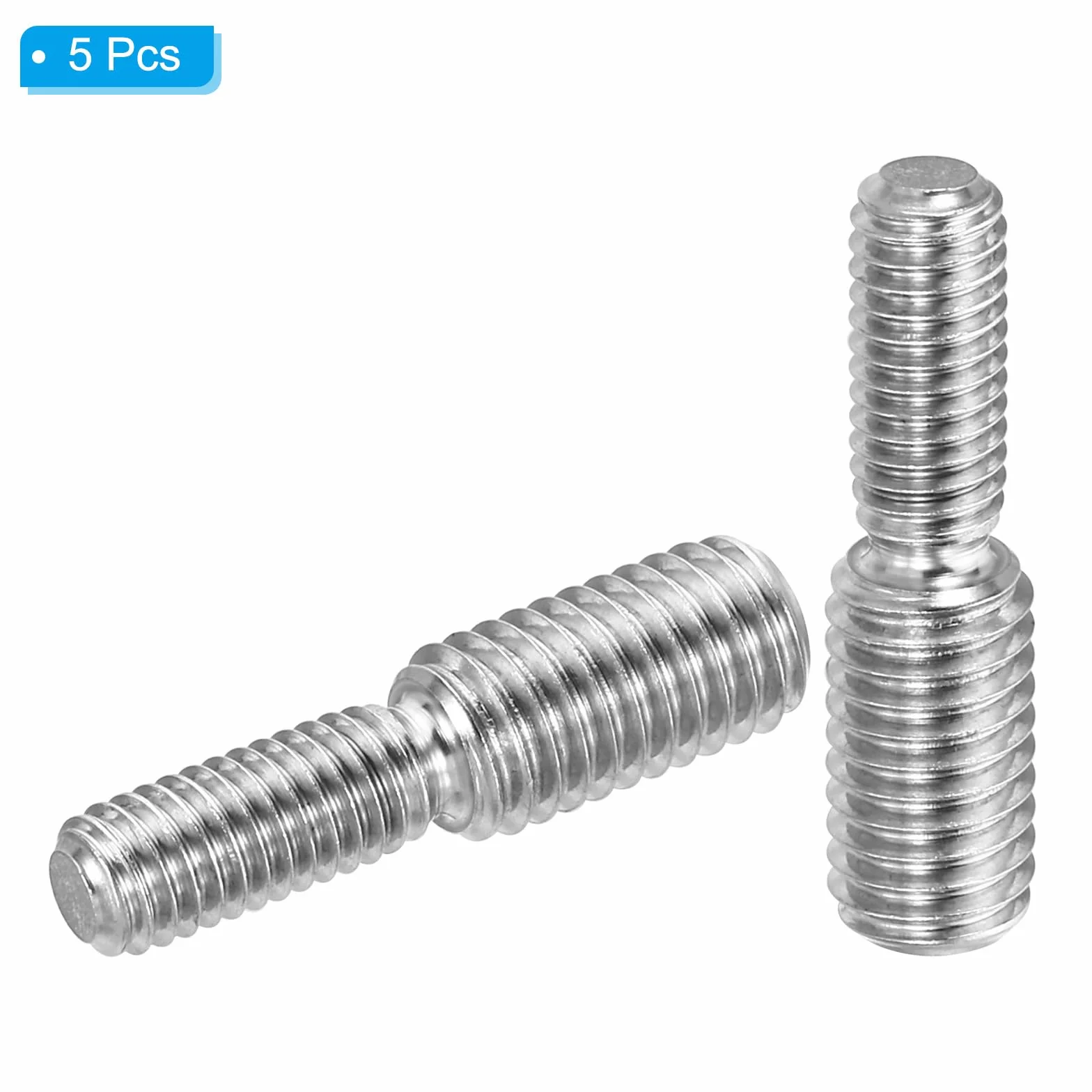 PATIKIL M6*M8*30 Śruba z podwójnym gwintem końcowym, 5 szt. 304 ze stali nierdzewnej adapter redukcyjny do sprzętu meblowego, długość 31 mm