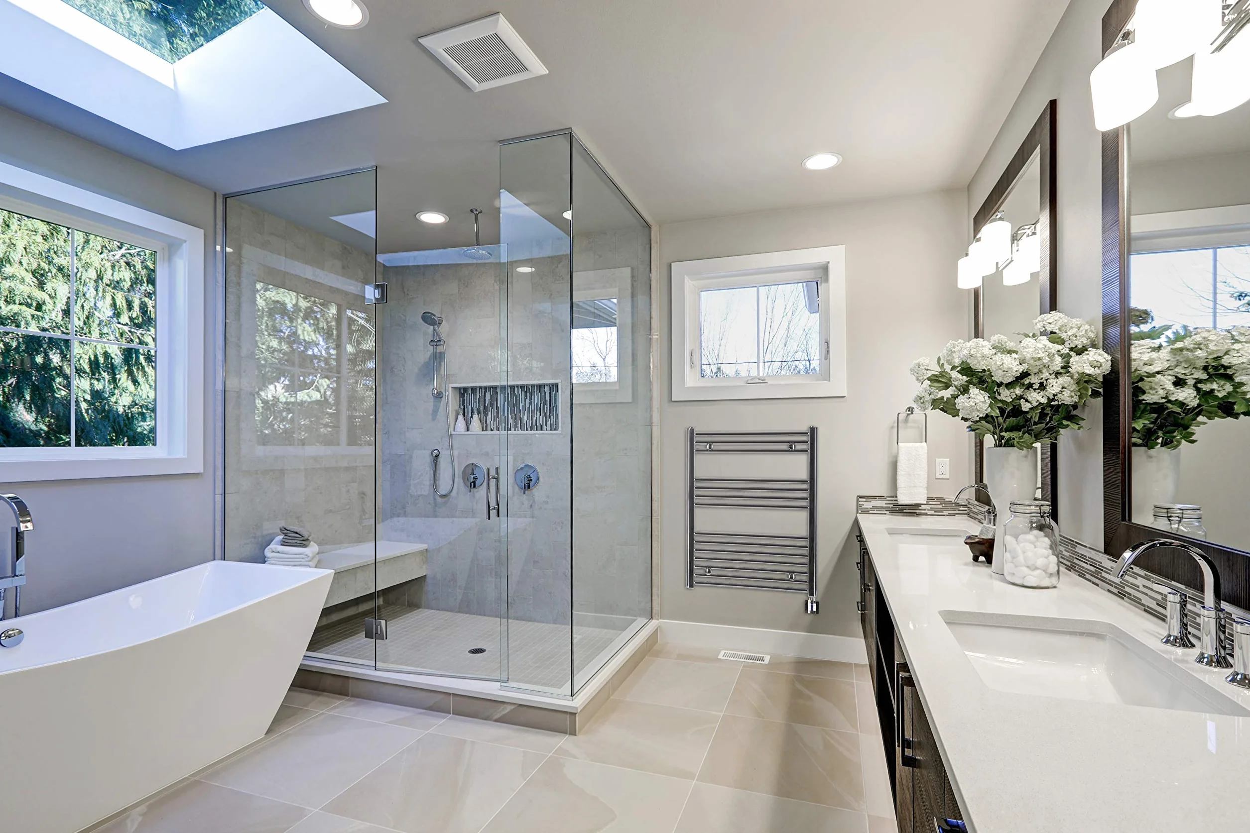 anapont Grzejnik łazienkowy, chrom, wygięty, wysokiej jakości, dostępny w różnych rozmiarach, wieszak na ręczniki, suszarka na ręczniki (1775 wys. x 600 B)