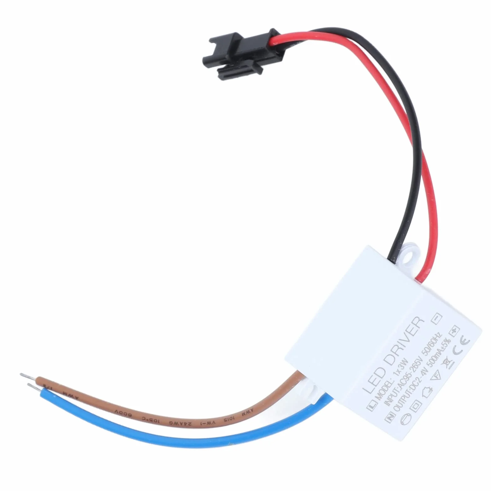 Regulowany Sterownik LED Zasilacz 2-4VDC 500mA 1x3W do Lamp i Produktów Oświetleniowych z Napięciem Wejściowym AC95-265V
