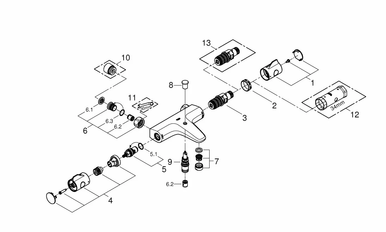 Grohe Grohtherm 800 termostatyczna bateria wannowa, DN 15, bez przy??czy, chrom - 34568000