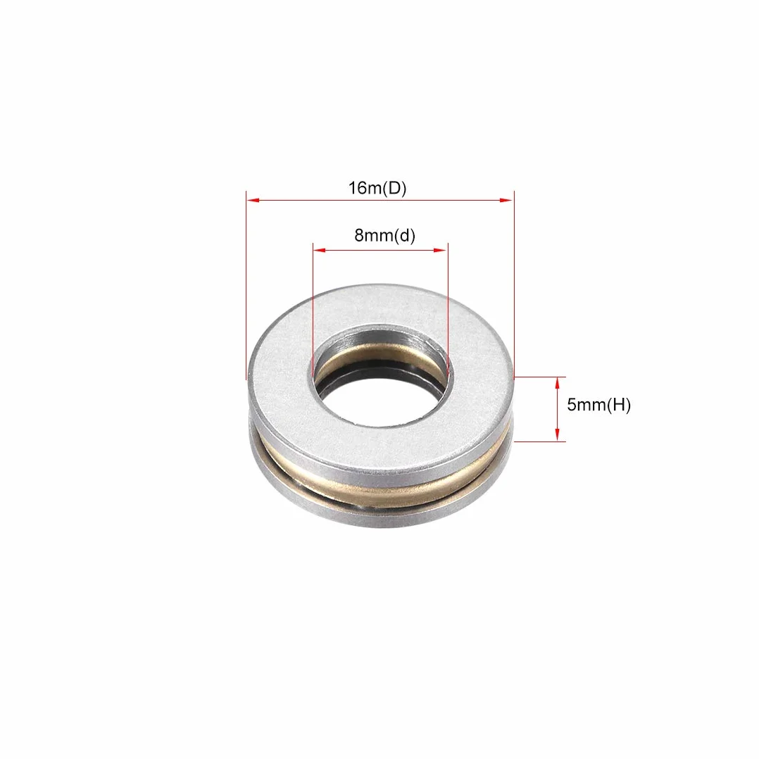 sourcing map 2 sztuki F8-16M łożysko kulkowe osiowe 8 mm x 16 mm x 5 mm stal chromowana pojedynczy kierunek