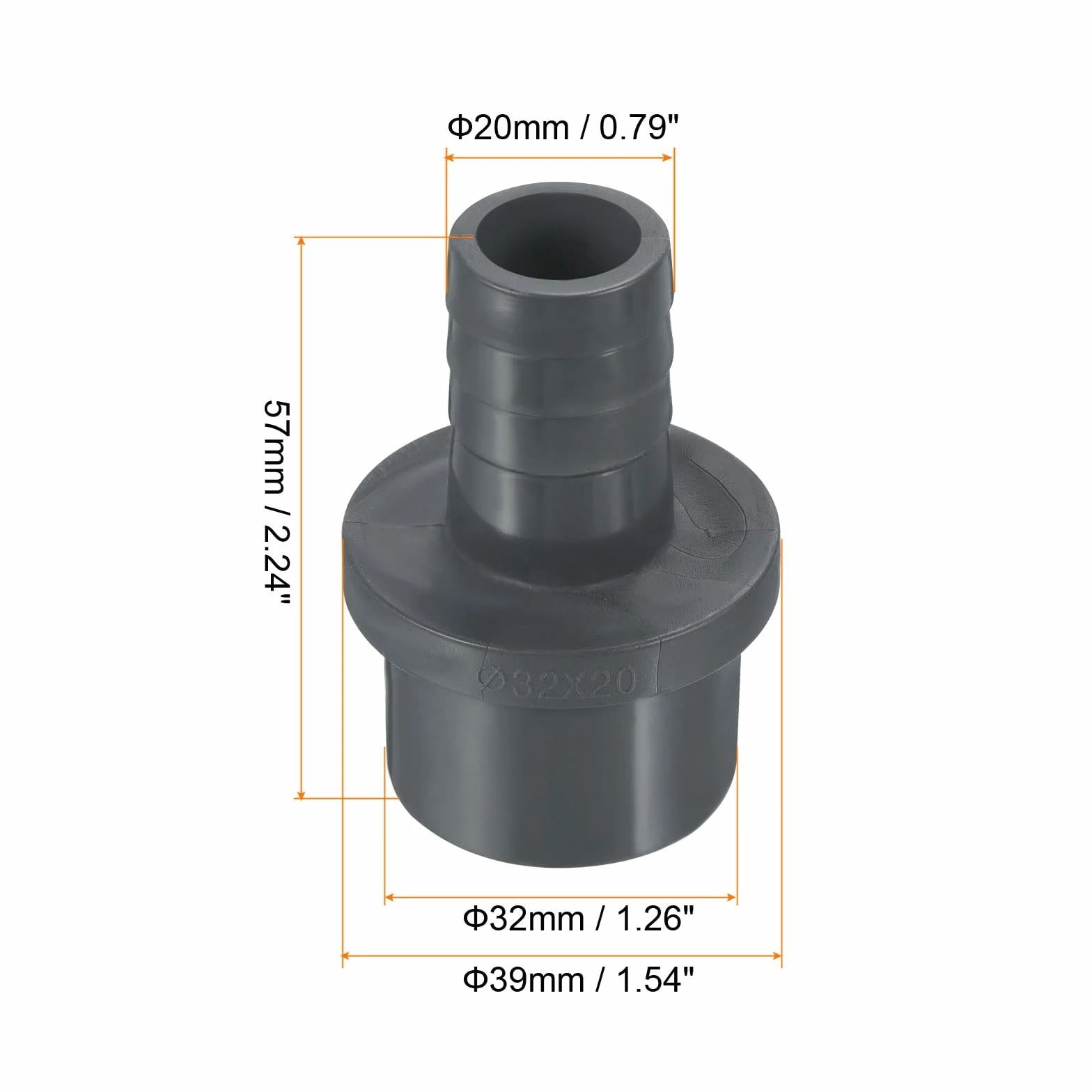 PATIKIL Złączka do rur redukcyjnych UPVC 32 x 20 mm, 1 opakowanie złącza adaptera prostego sprzęgła, szary