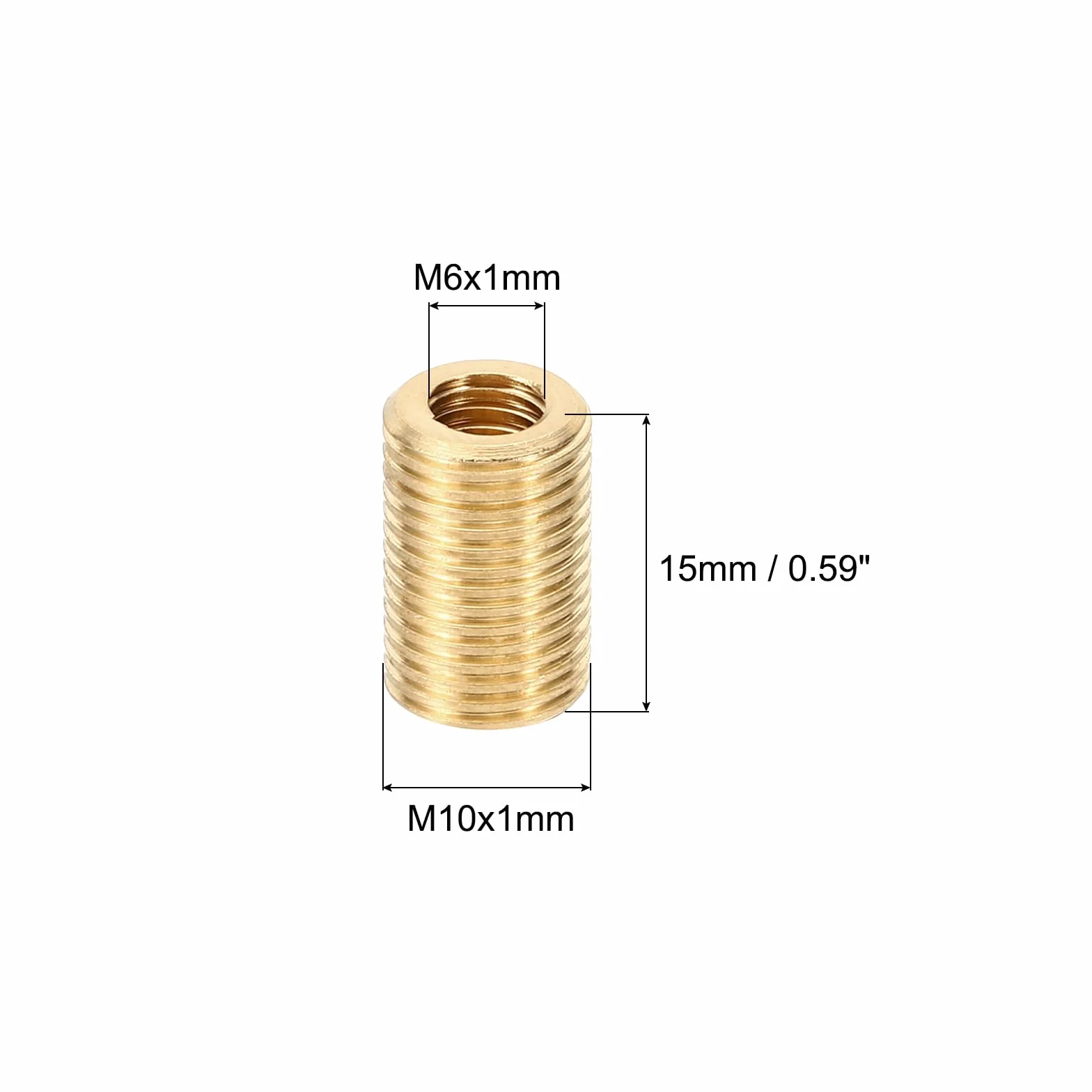 PATIKIL Nakrętki naprawcze z gwintem mosiężnym M10 x m6 x 15 mm, 8 szt. wkładek z gwintem końcowym męskim na żeński, adapter nakrętki redukcyjnej, tuleje redukcyjne