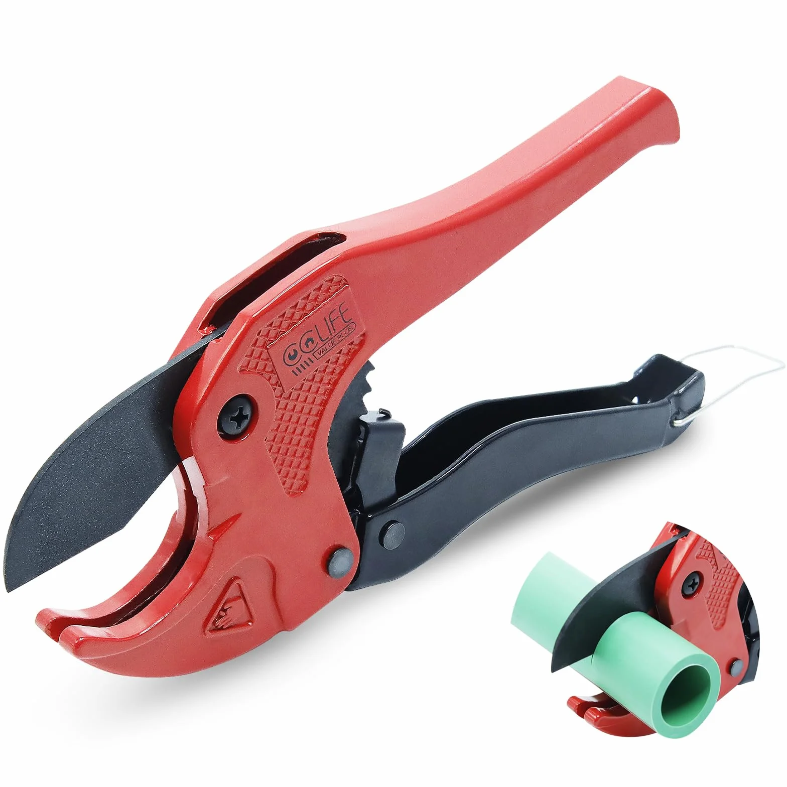 CCLIFE 42mm Obcinacz do rur PVC z przekładnią, ostrza ze stali SK-5 z wysoką zawartością węgla, profesjonalny obcinacz do rur Obcinacz do PVC/PE/PP/PEX/PPR