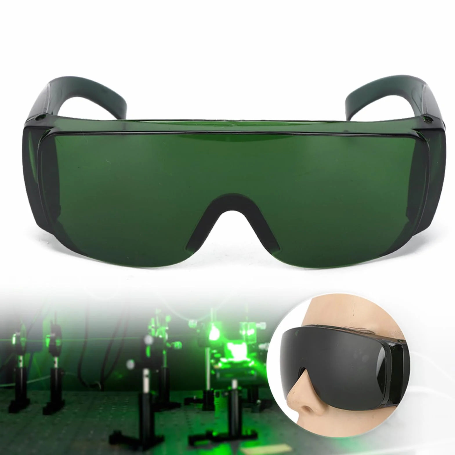 Okulary Ochronne do Grawerowania Laserowego, długość Fali 405-1064 Nm, Filtr światła 80%, Zielony/czerwony (GREEN)