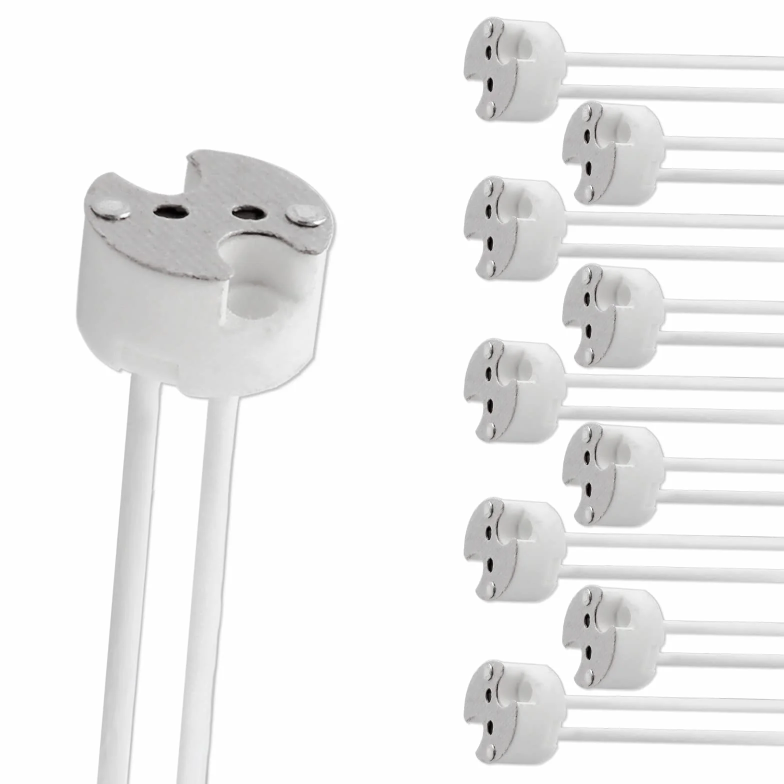 MR16 GU5.3 G4 G6.35 GU4 gniazda lampy do żarówek LED i halogenowych, maks. 100 W, adapter złącza dwubiegunowego 12 V, ceramiczna podstawa uchwytu lampy, 10 sztuk