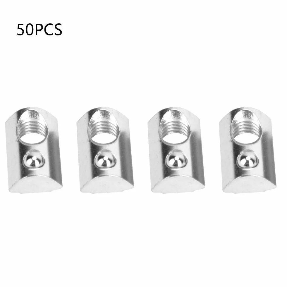 50 Stück T-Gleitmutter T-Nut-Muttern nach europäischem Standard Set Federmuttern Befestigungselemente für Aluminiumprofile(M8)