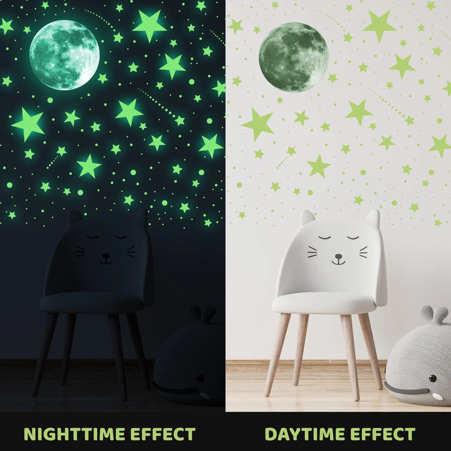Glow In The Dark Naklejki Ścienne, 637 sztuk Luminous Kropki Gwiazdy i Księżyc DIY Naklejki ścienne do sufitu lub ścian, Luminous Naklejki samoprzylepne dla dzieci Sypialnia Dekoracji