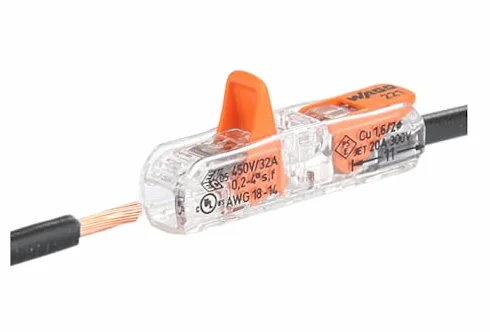 Wago 221-2411 Złącze przelotowe z dźwignią do wszystkich rodzajów przewodów 4 mm², 10 sztuk
