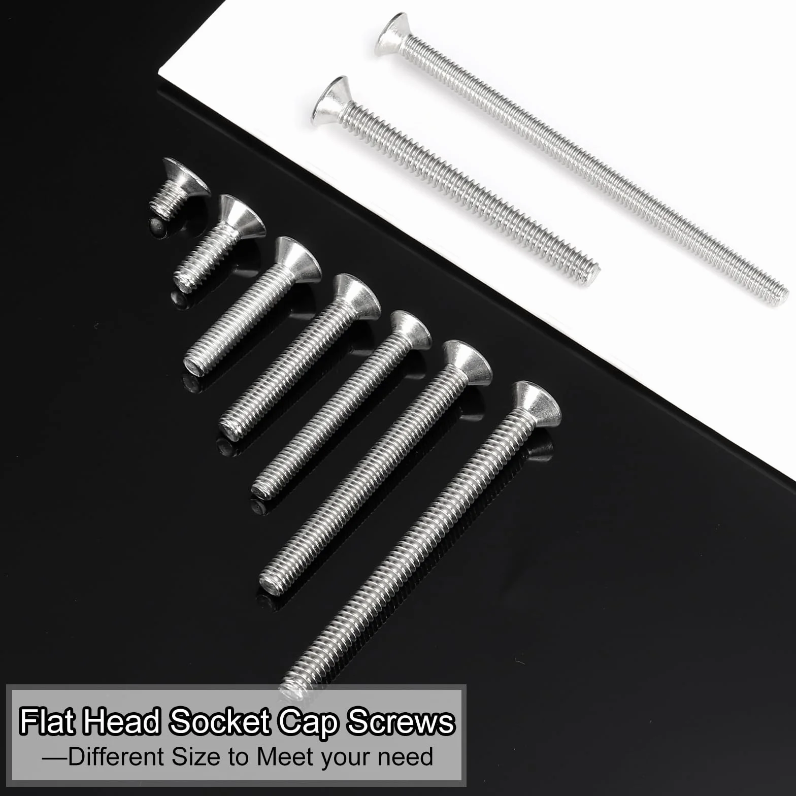 PATIKIL #8-32 x 1/2" Śruby z łbem płaskim z łbem sześciokątnym, 50 szt. Śruby z łbem płaskim ze stali nierdzewnej 304 Prowadnica sześciokątna Śruby z pełnym gwintem gwintowanym Unc klasa 6,8
