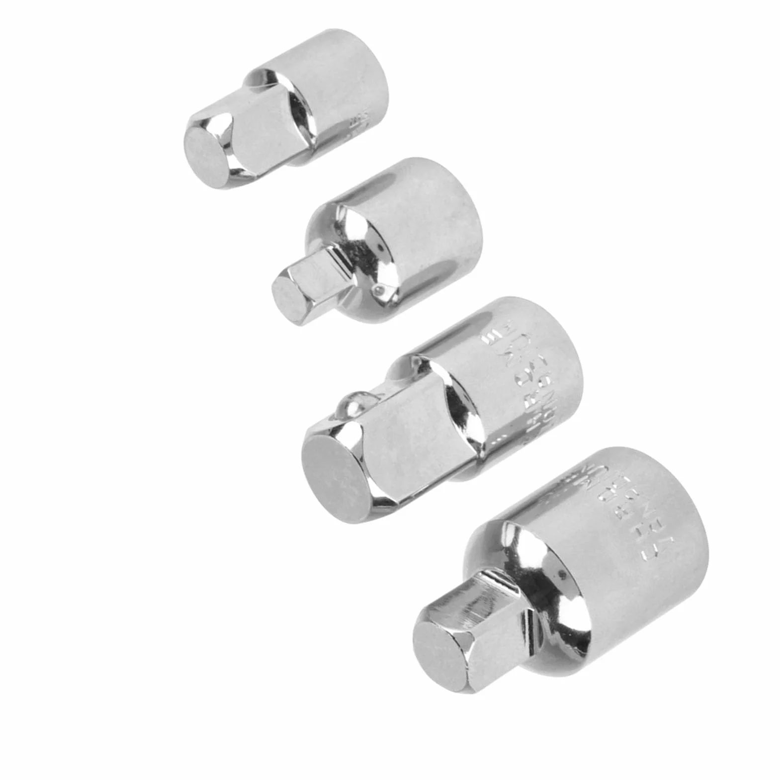 Generic Adapter Gniazda ze Stali Chromowo-wanadowej Zestaw do Klucza Nasadowego 4 szt. dla Entuzjastów Majsterkowania Reduktory 1/2", 3/8", 1/4" (SILVER)