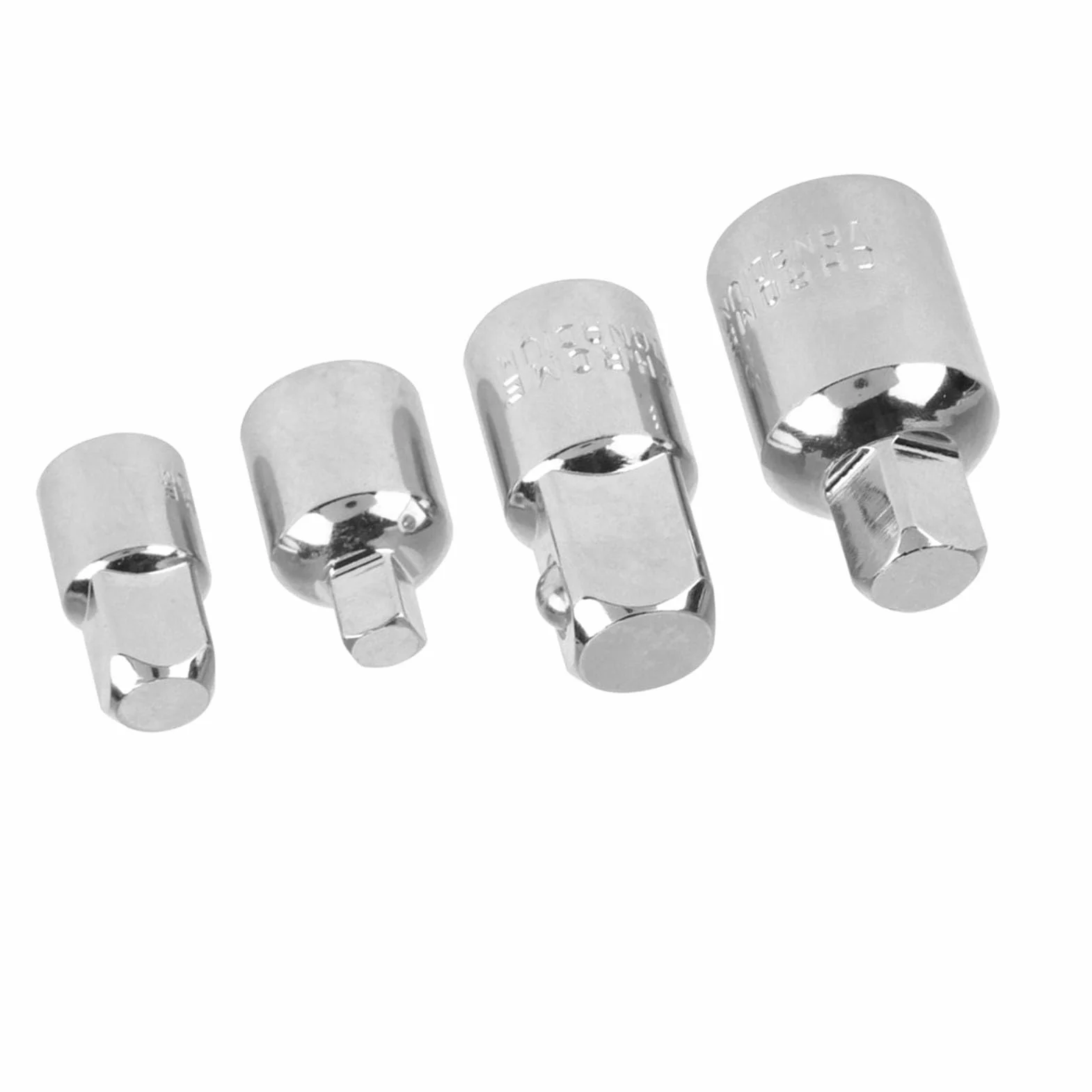 Generic Adapter Gniazda ze Stali Chromowo-wanadowej Zestaw do Klucza Nasadowego 4 szt. dla Entuzjastów Majsterkowania Reduktory 1/2", 3/8", 1/4" (SILVER)