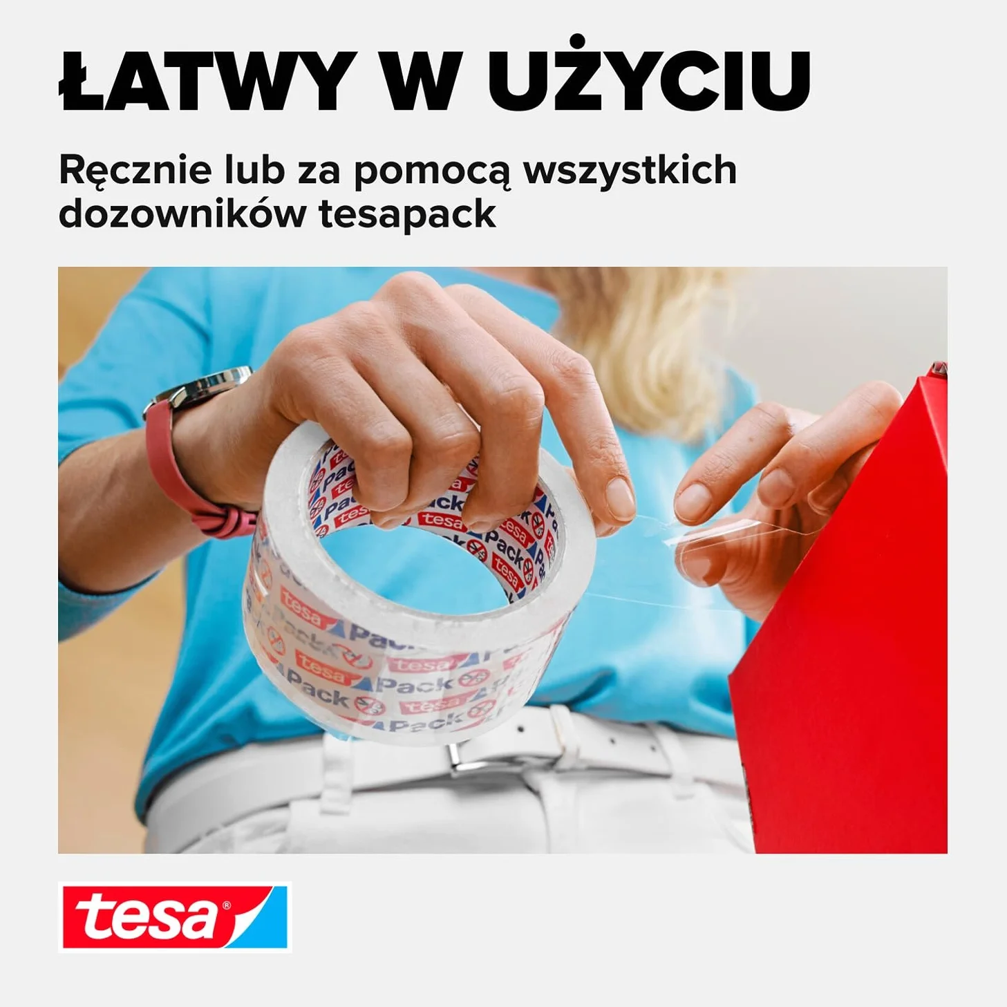 tesapack Crystal Clear transparentna taśma do pakowania – samoprzylepna taśma pakowa – przyczepna, niewidoczna – odporna na promieniowanie UV – 66 m x 50 mm – przezroczysta