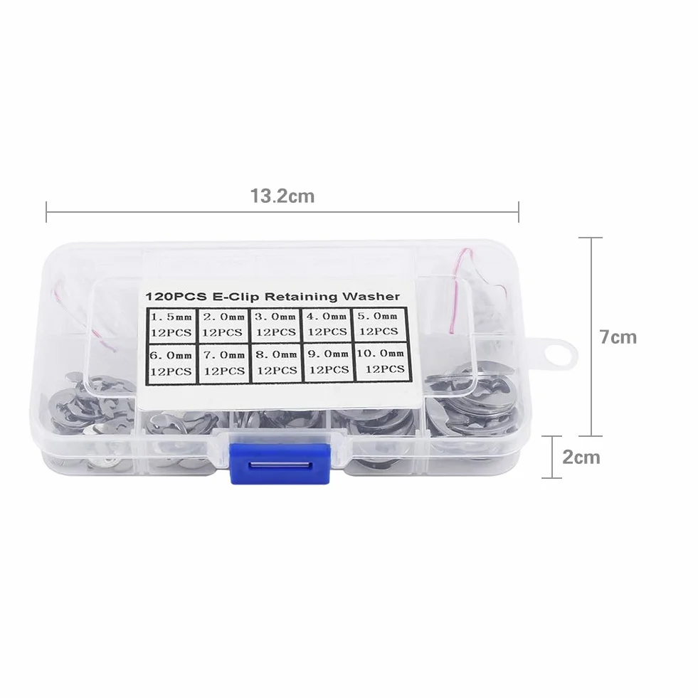 120 Stück E-Clips 304 Edelstahl-Sicherungsring 1,5 mm-10 mm Sicherungsring-Kit