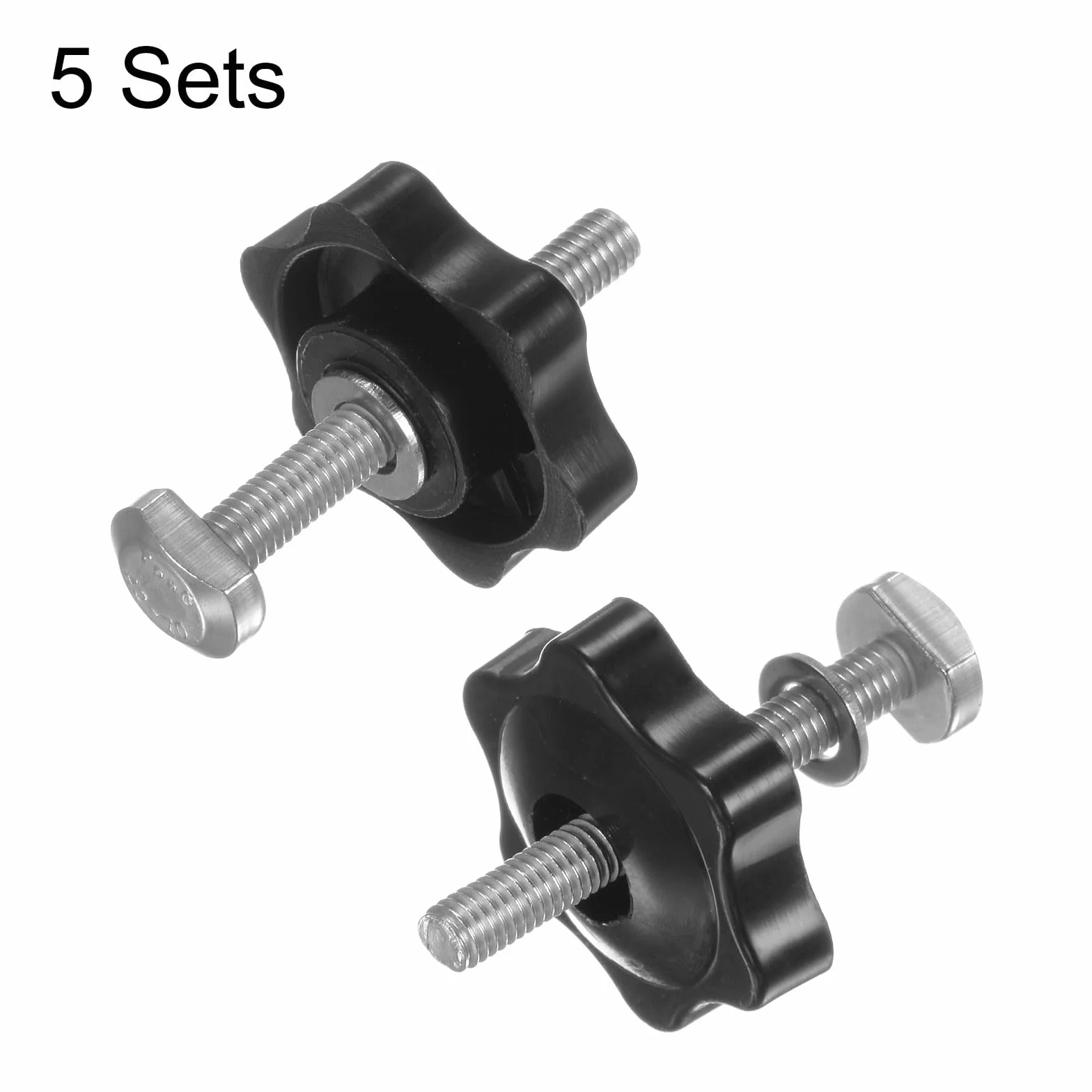 QUARKZMAN Zestaw 5 śrub T-Train guzik zestaw śrub M5 x 40 mm śruba gwintowana M5 x 32 mm sześciokątna nakrętka z podkładką do przyrządów do obróbki drewna, czarny