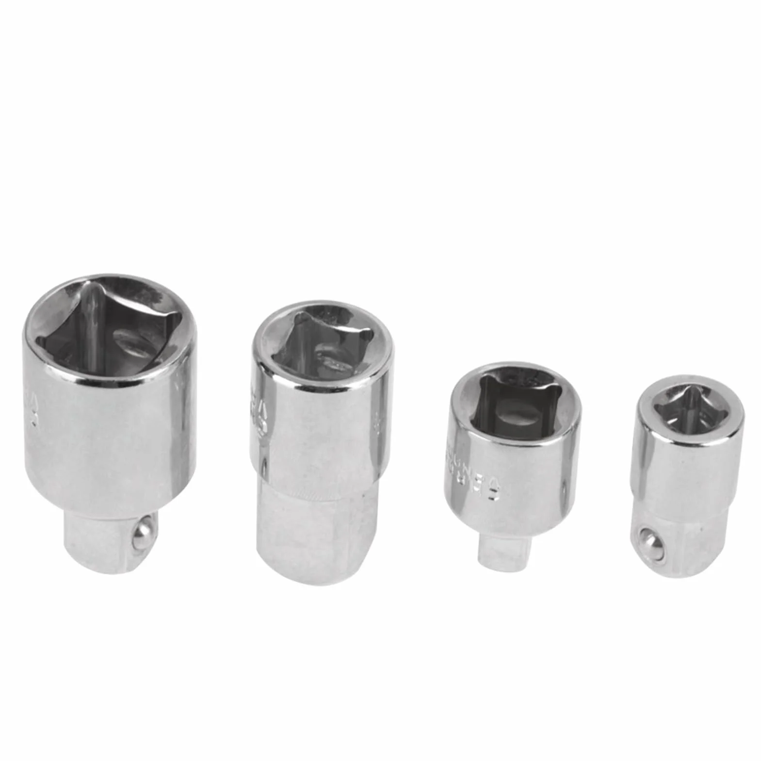 Generic Adapter Gniazda ze Stali Chromowo-wanadowej Zestaw do Klucza Nasadowego 4 szt. dla Entuzjastów Majsterkowania Reduktory 1/2", 3/8", 1/4" (SILVER)