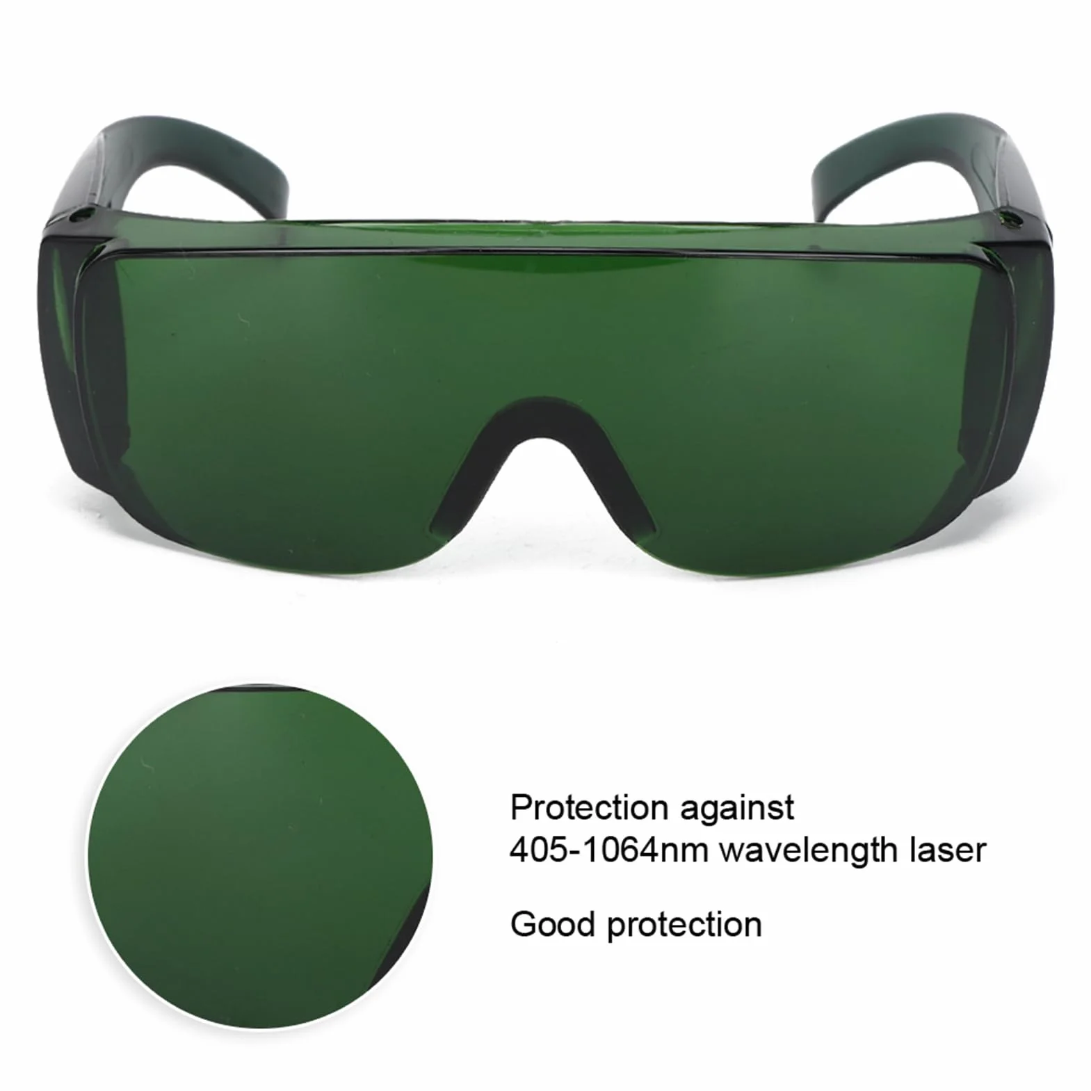 Okulary Ochronne do Grawerowania Laserowego, długość Fali 405-1064 Nm, Filtr światła 80%, Zielony/czerwony (GREEN)