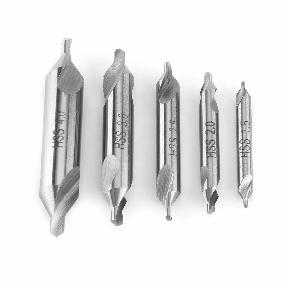 Zestaw wierteł centrujących Walfront 1.5/2.0/2.5/3.0/4.0mm 5 sztuk HSS Wiertło centrujące ze stali nierdzewnej 60 stopni Pogłębiacz stożkowy Spotting Połączony zestaw wierteł z łbem stożkowym do metalu